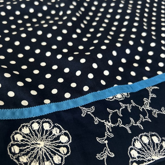 LOFT Navy and White Polka Dot Pencil Skirt with Embroidered Hem - Picture 3 of 3